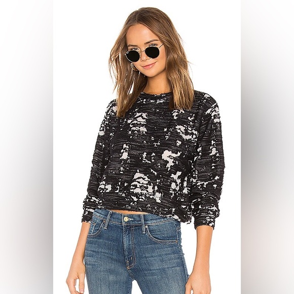 BOBI Destroyed Knit Cropped Sweatshirt - Picture 1 of 7